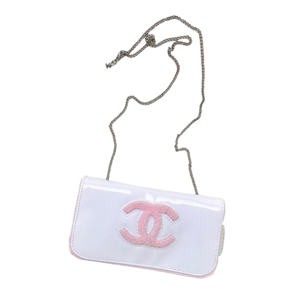 Chanel CC Patent Leather White/Pink Precision Crossbody Bag NWOT - Picture 1 of 5